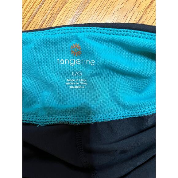 Tangerine charcoal gray teal capri leggings zipper key pocket L Perfect - Picture 5 of 6